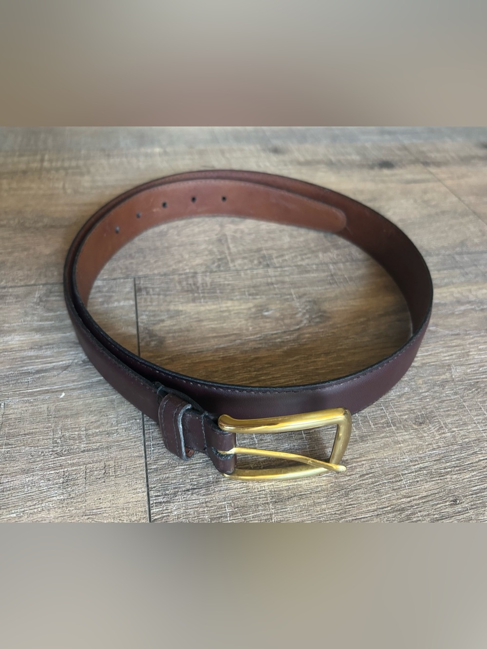 Torino men’s size 34 brown European Tanned Cowhide leather belt brass buckle